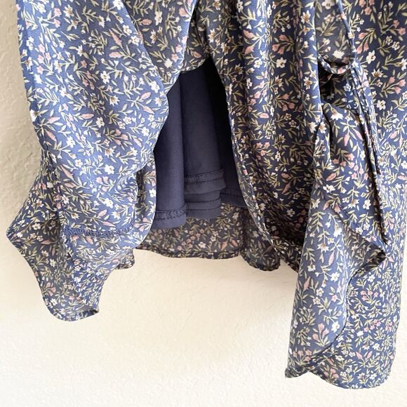 Lottie Moss Women’s Babydoll Mini Rauched Dress Sleeveless Blue Floral Size‎ M - Picture 11 of 15